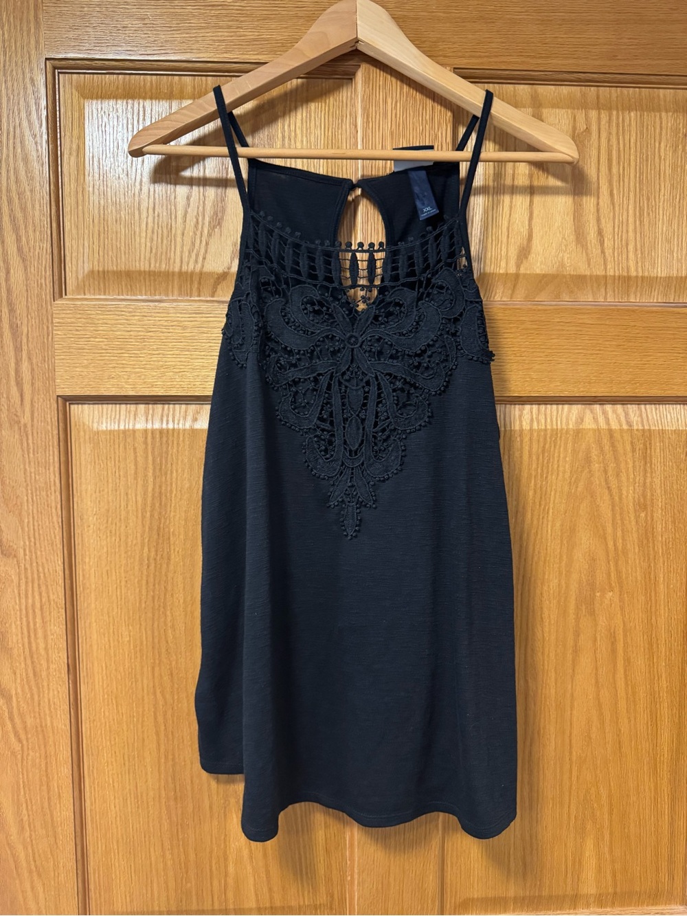 Daytrip Black Crochet-Front Spaghetti Strap Tank